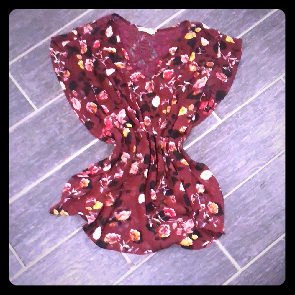 Burgundy floral top